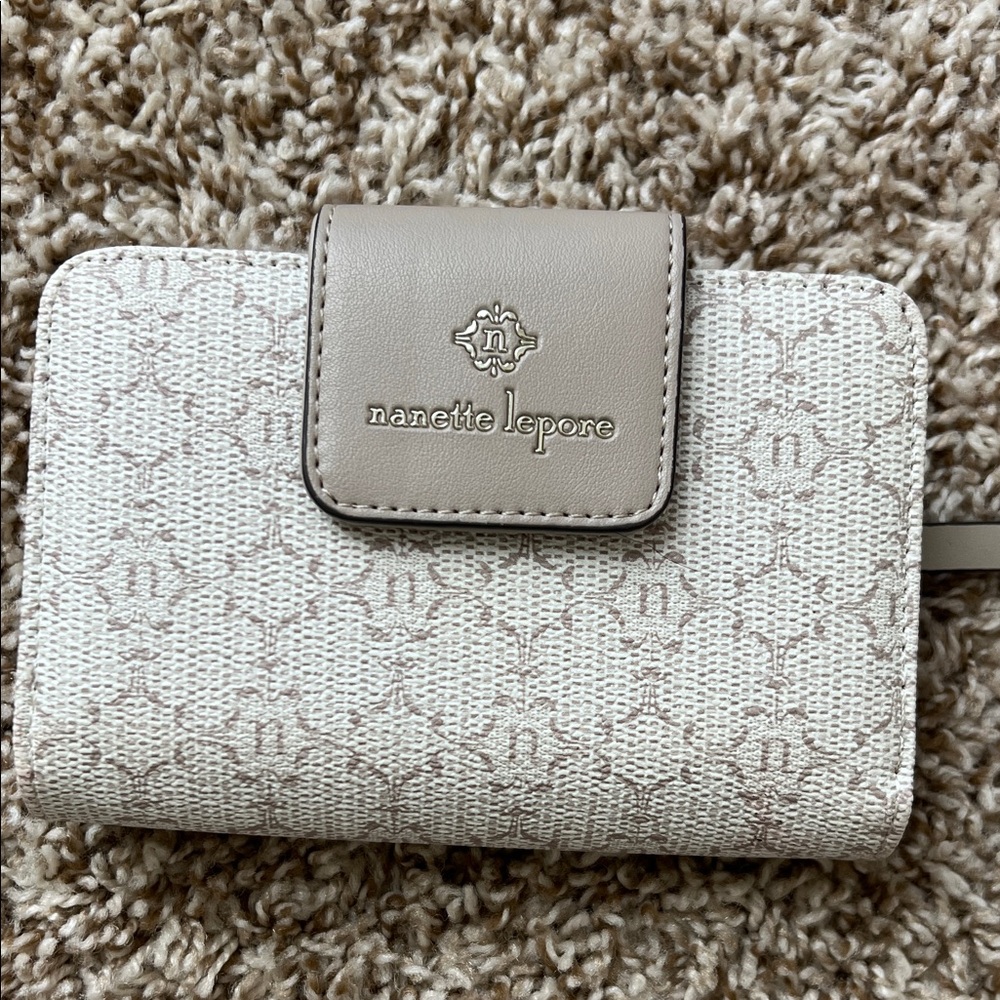 Nanette Lepore Cream & Beige Logo Snap Wallet